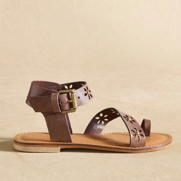 Sundance Walking On Sunshine Brown Leather Sandals, NIB - Picture 7 of 8